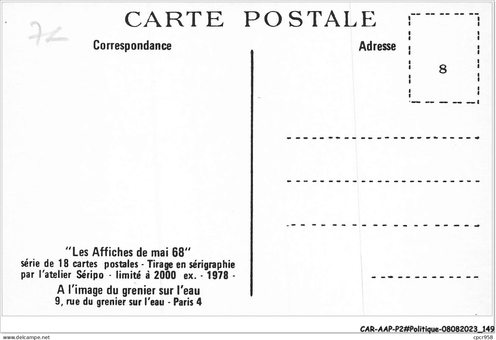 CAR-AAPP2-0157 - POLITIQUE - Les Affiches De Mai 68 - Pouvoir Populaire - Politieke Partijen & Verkiezingen