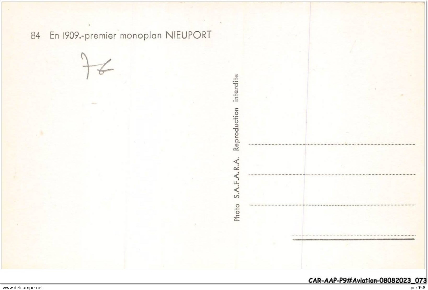 CAR-AAPP9-0741 - AVIATION - En 1909 - Premier Monoplan Nieuport - ....-1914: Précurseurs