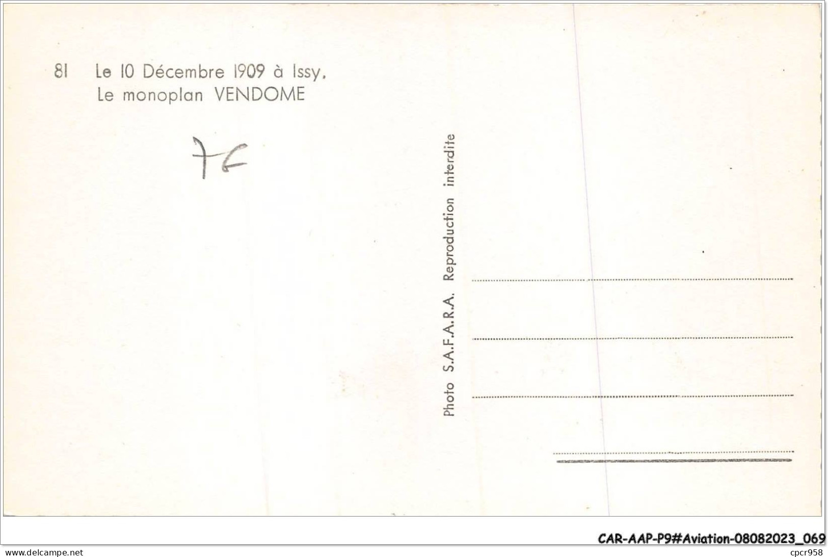 CAR-AAPP9-0739 - AVIATION - Le 10 Décembre 1909 - à Issy - Le Monoplan Vendome - ....-1914: Precursori