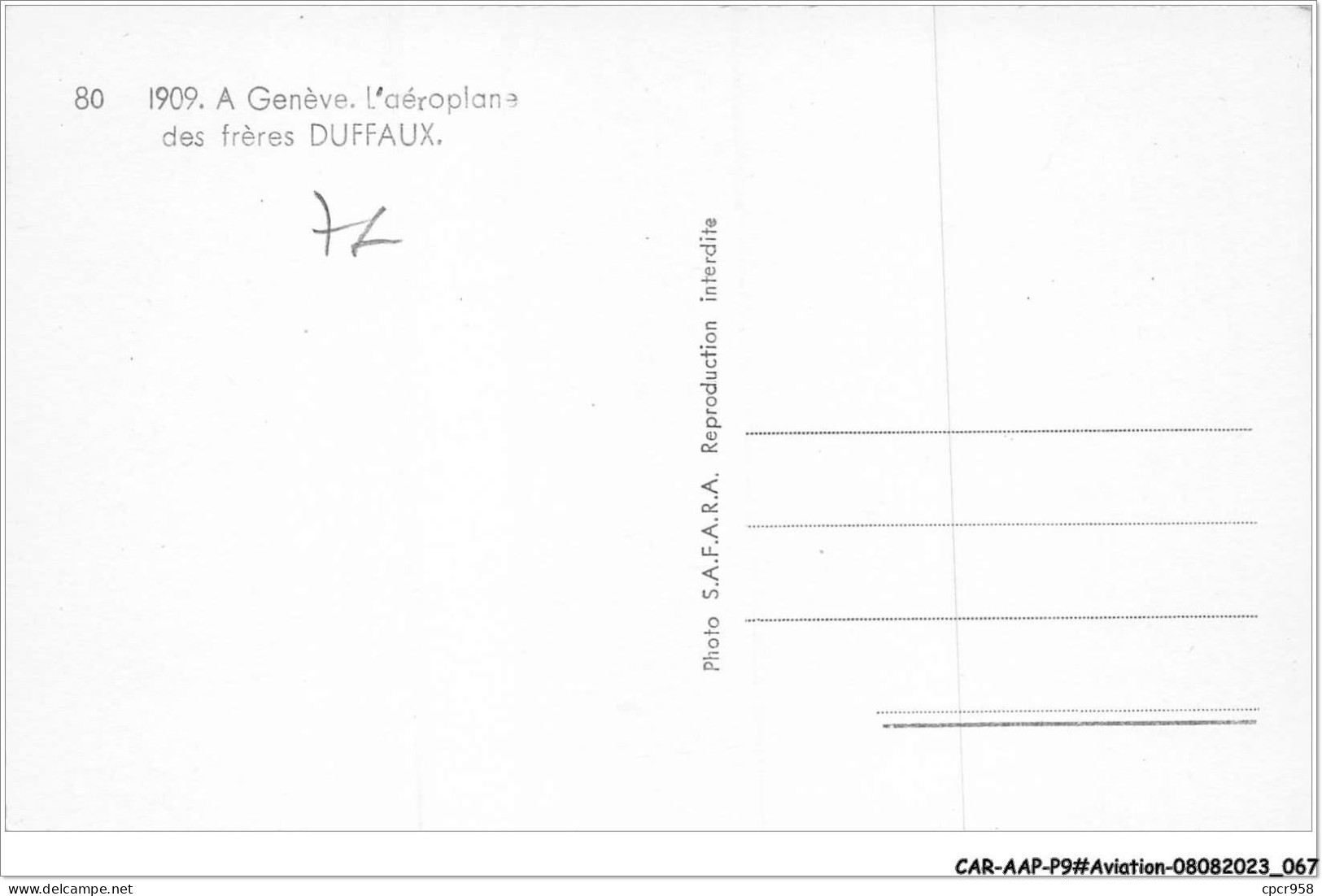 CAR-AAPP9-0738 - AVIATION - 1909 - à Genève - L'aéroplane Des Frères Duffaux - ....-1914: Précurseurs