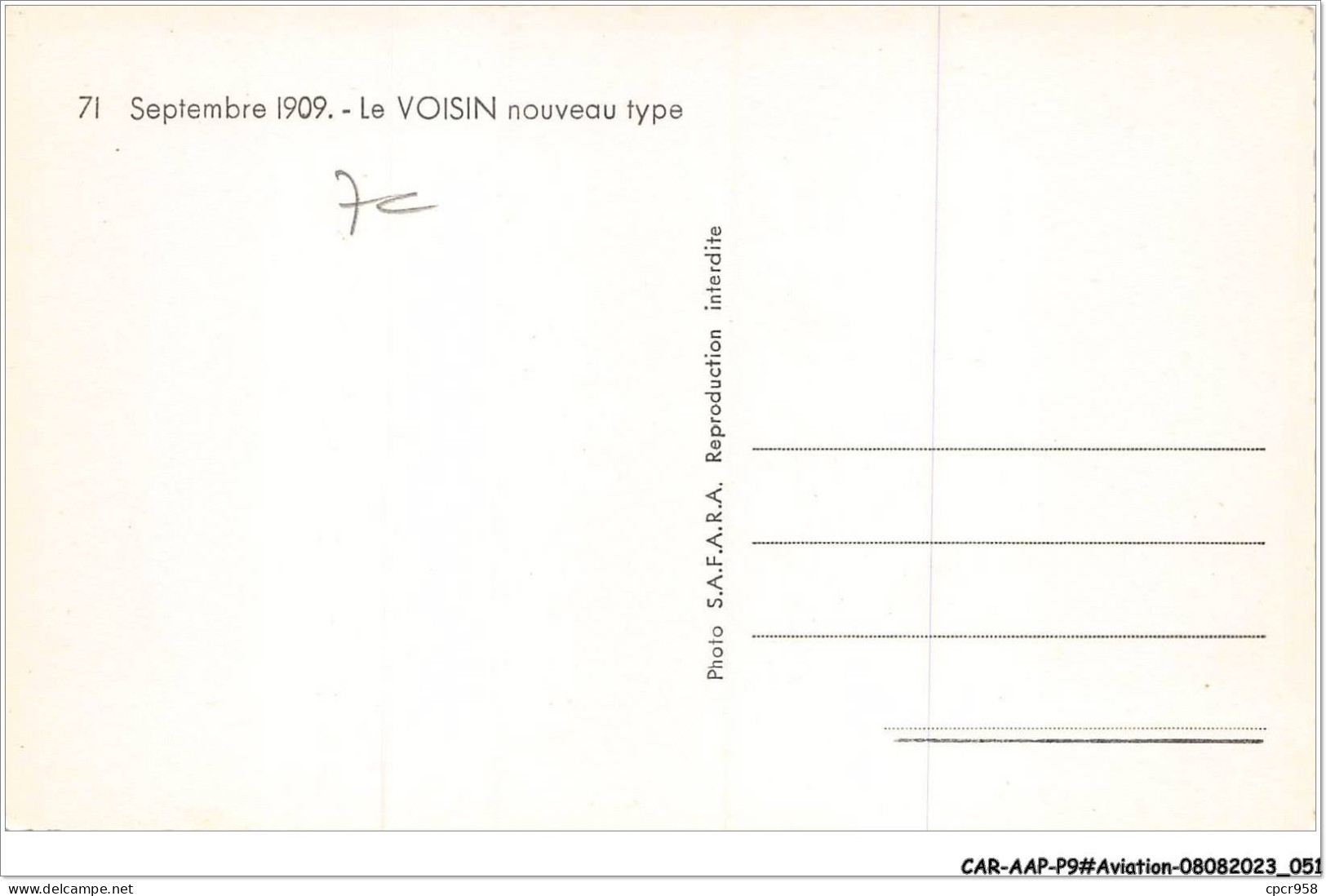 CAR-AAPP9-0730 - AVIATION - Septembre 1909 - Le Voisin Nouveau Type - ....-1914: Précurseurs