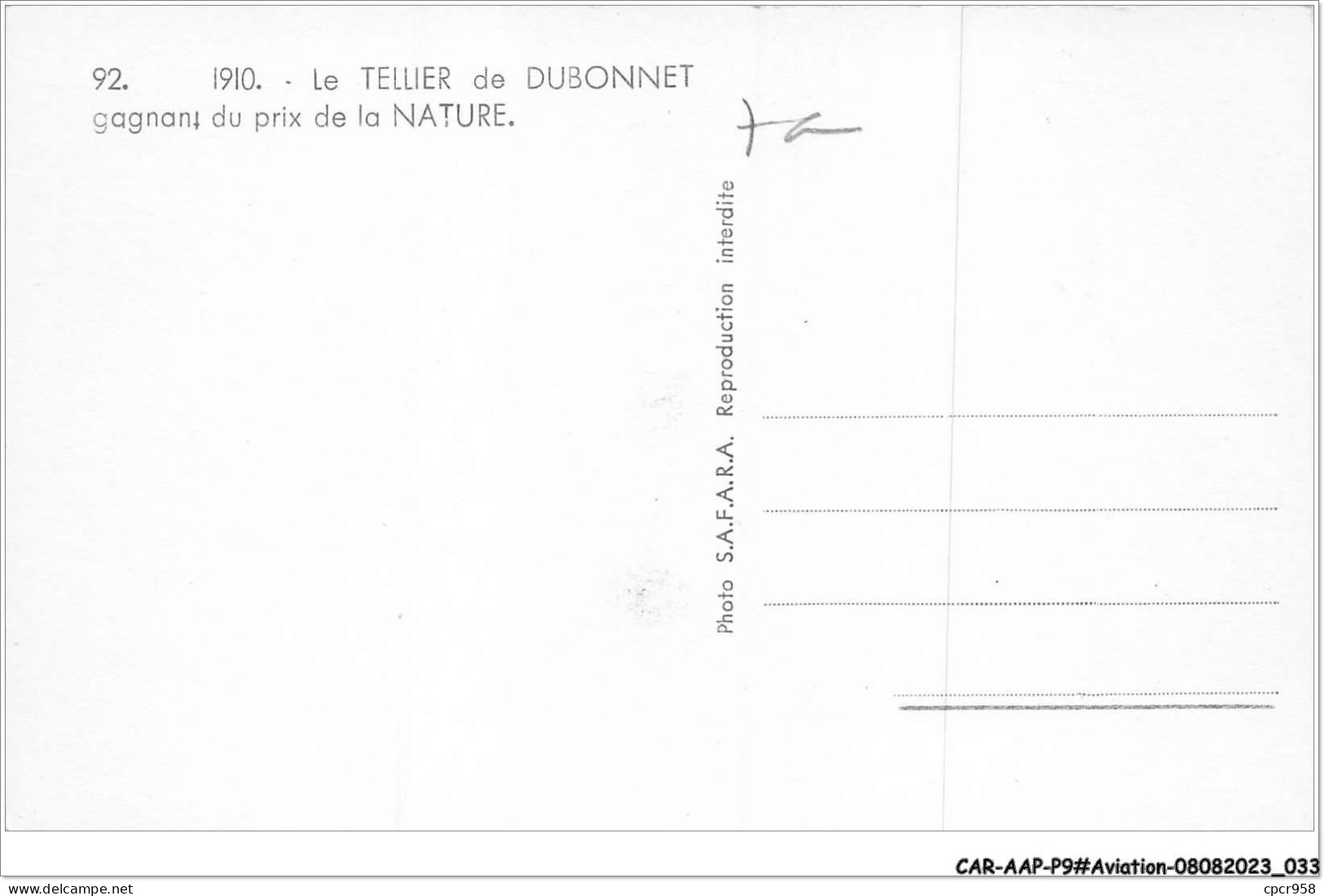 CAR-AAPP9-0721 - AVIATION - Avril 1910 - Le Tellier De Dubonnet - Gagnant Du Prix De La Nature - ....-1914: Precursors