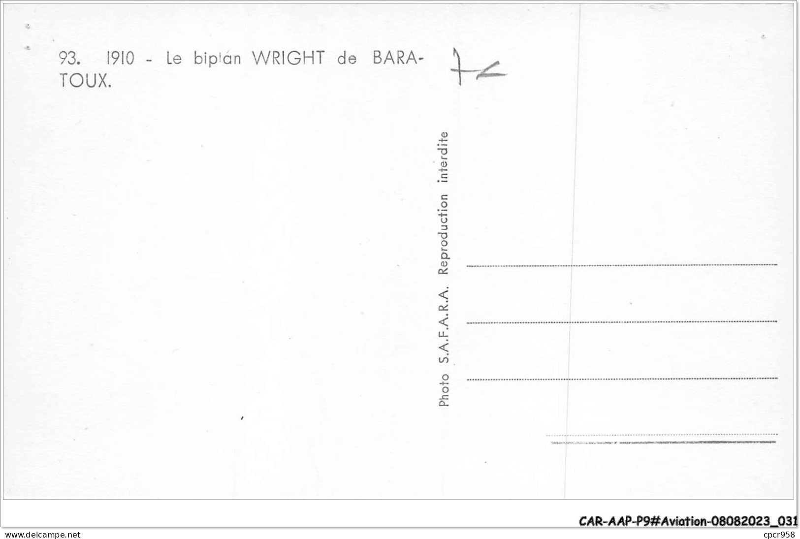 CAR-AAPP9-0720 - AVIATION - Avril 1910 - Le Biplan Wright De Baratoux - ....-1914: Voorlopers