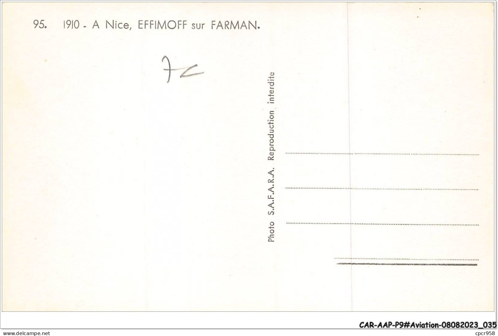 CAR-AAPP9-0722 - AVIATION -1910 - A Nice - Effimoff Sur Farman - ....-1914: Précurseurs