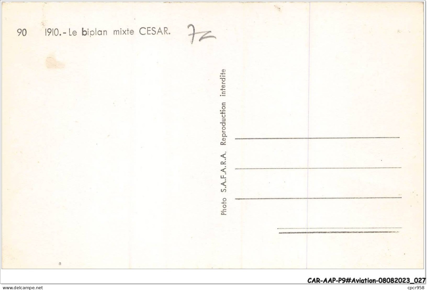 CAR-AAPP9-0718 - AVIATION - Avril 1910 - Le Biplan Mixte Cesar - ....-1914: Précurseurs