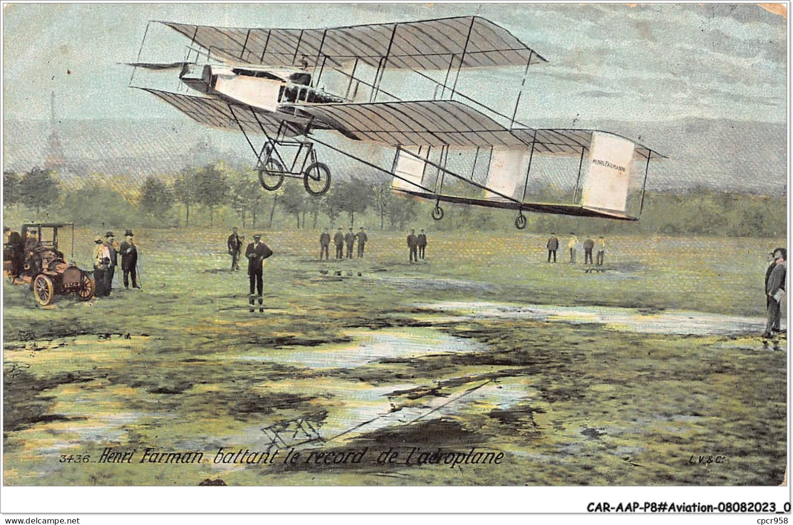 CAR-AAPP8-0631 - AVIATION - Henri Farman Battant Le Record De L'adroplane - Aviatori