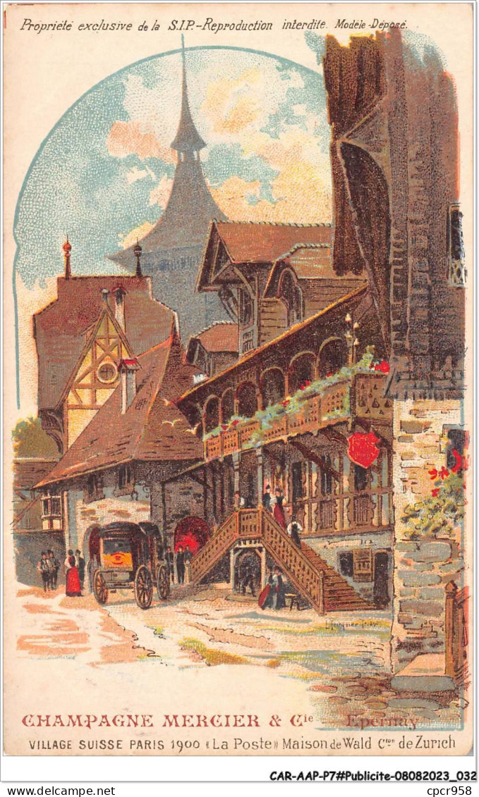 CAR-AAPP7-0550 - PUBLICITE - Champagne Mercier Et Compagnie - Epernay - Village Suisse Paris 1900  - Publicité