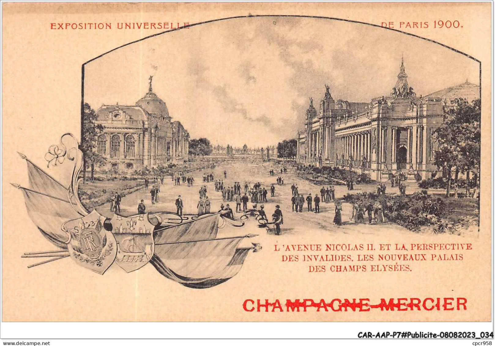 CAR-AAPP7-0551 - PUBLICITE - Exposition Universelle De Paris 1900 - L'avenue Nicolas Et La Perspective Des Invalides - Publicité