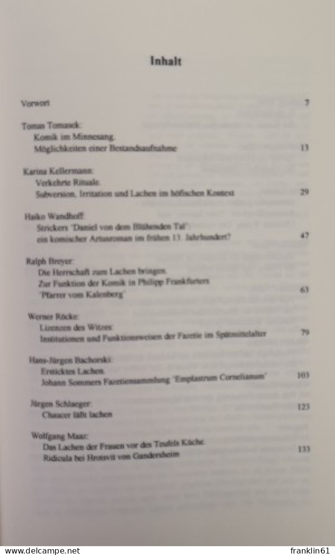 Komische Gegenwelten. Lachen Und Literatur In Mittelalter Und Früher Neuzeit. - 4. 1789-1914
