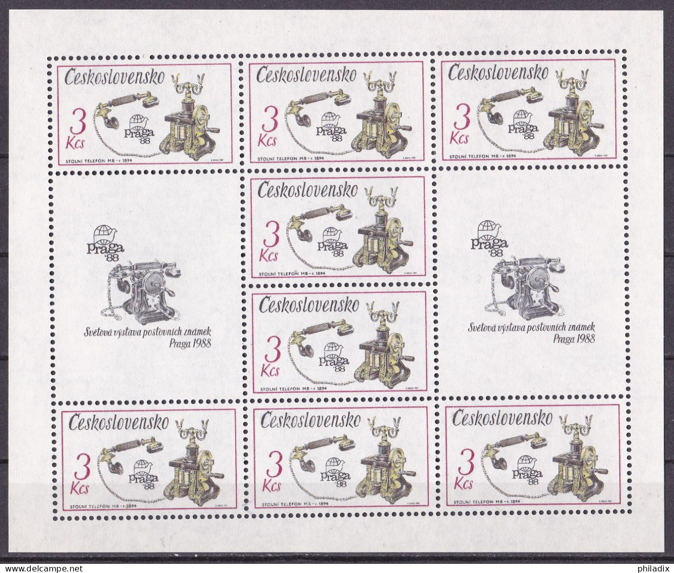 Tschechoslowakei Kleinbogen Von 1987 **/MNH (DKM1-18/1) - Unused Stamps