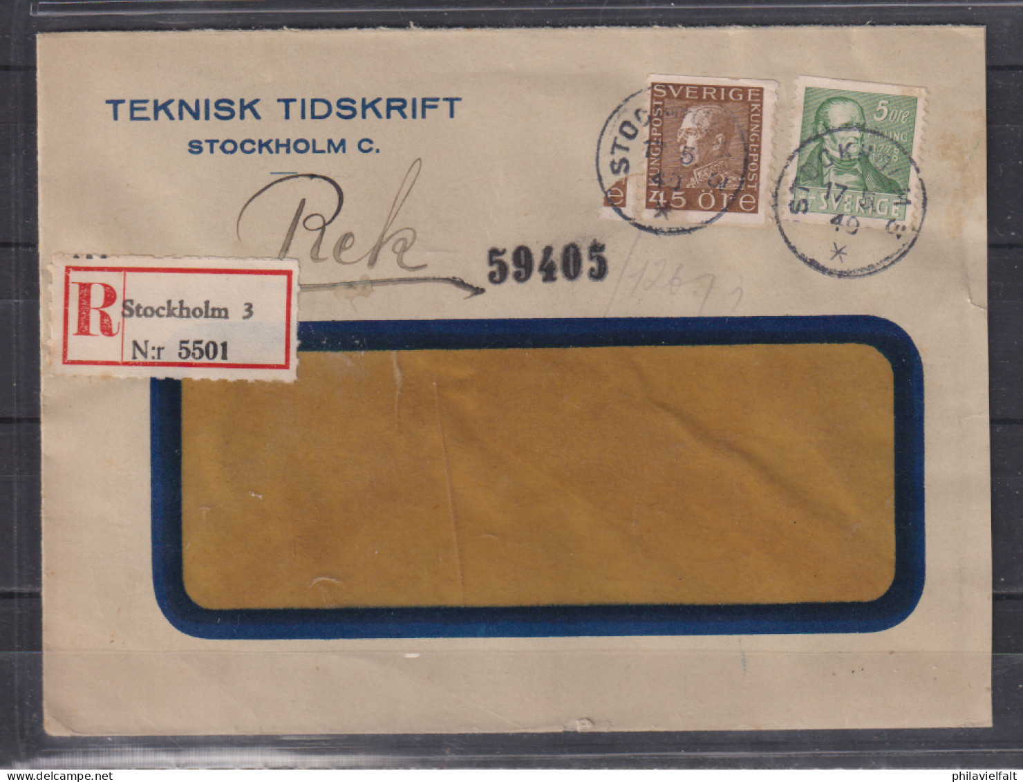 Schweden R-Auslandsbried Stockholm 3/17.5.40 Nach Deutschland Mit "Valutakontroll" Und OKW-Zensur, MiF 193,253 - Covers & Documents