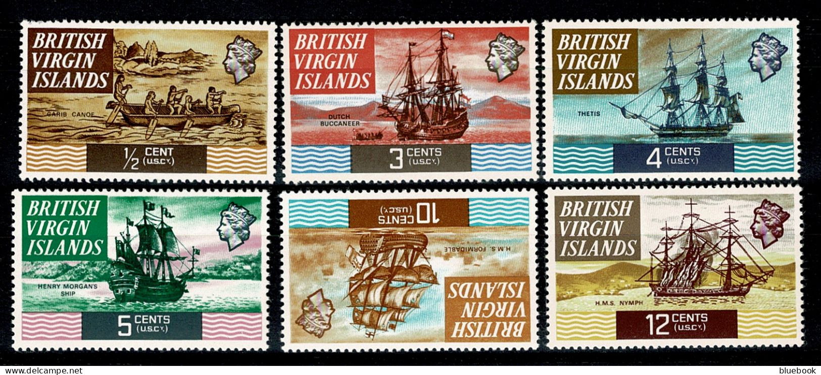 Ref 1641 - British Virgin Islands - 1973 Sailing Ships Set Unmounted Mint MNH SG 295/300 - 10c Inverted Watermark - British Virgin Islands