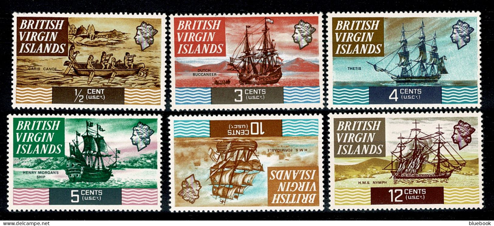 Ref 1641 - British Virgin Islands - 1973 Sailing Ships Set Unmounted Mint MNH SG 295/300 - 10c Inverted Watermark - Iles Vièrges Britanniques