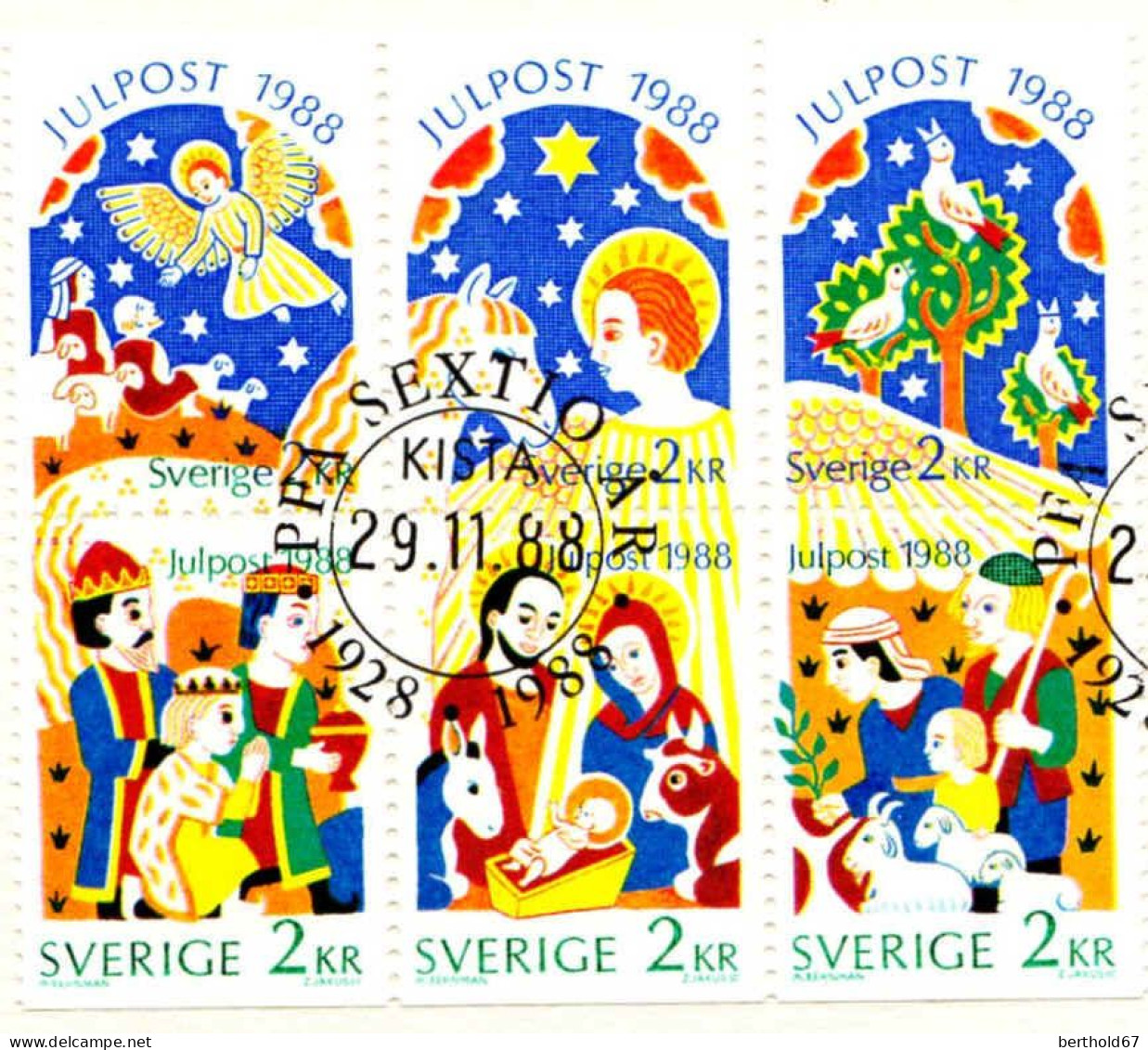 Suède Poste Obl Yv:1496/1501 Julpost Noël (TB Cachet à Date) - Oblitérés