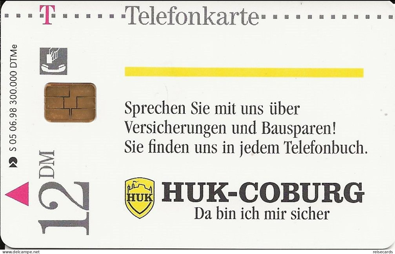 Germany: Telekom S 05 06.98 Huk-Coburg Versicherungen - S-Series : Sportelli Con Pubblicità Di Terzi