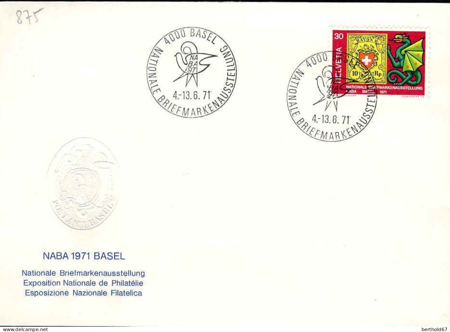 Suisse Poste Obl Yv: 875 Naba Nationale Briefmarkenaustellung (TB Cachet à Date) - Cartas & Documentos