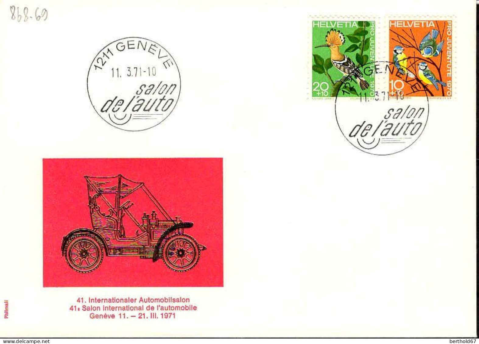 Suisse Poste Obl Yv: 868/869  Salon De L'auto Genève (TB Cachet à Date) - Lettres & Documents