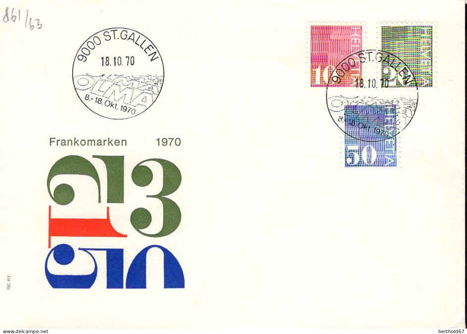 Suisse Poste Obl Yv: 861/863 Graphisme (TB Cachet à Date) Olma 18-10-70 - Covers & Documents