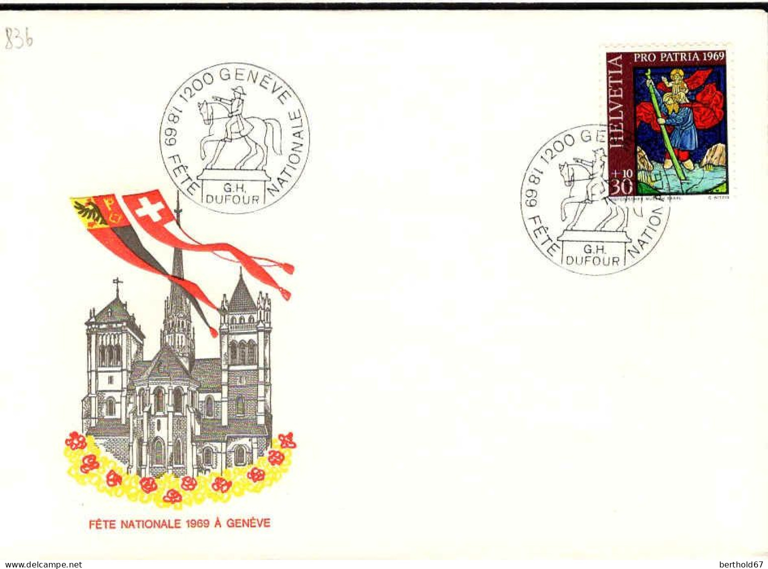 Suisse Poste Obl Yv: 836 Fête Nationale (TB Cachet à Date) Genève 1-8-69 - Covers & Documents