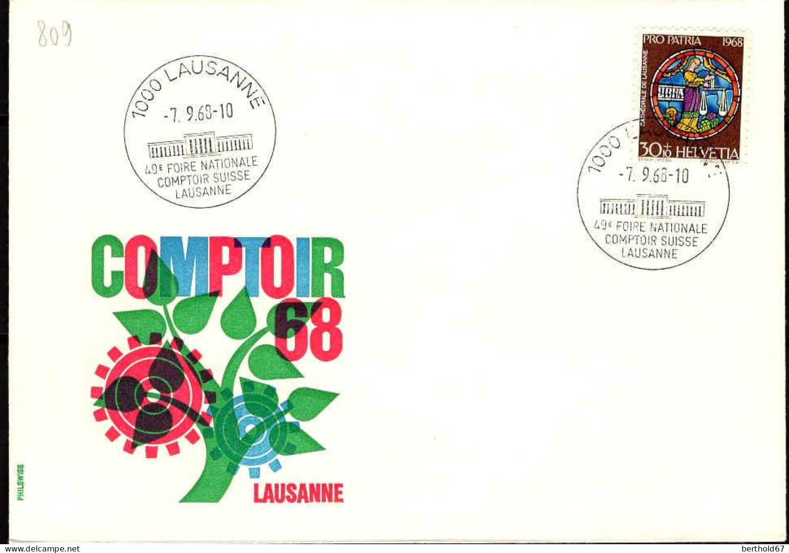 Suisse Poste Obl Yv: 809 49.Foire Nationale Comptoir Suisse (TB Cachet à Date) - Brieven En Documenten