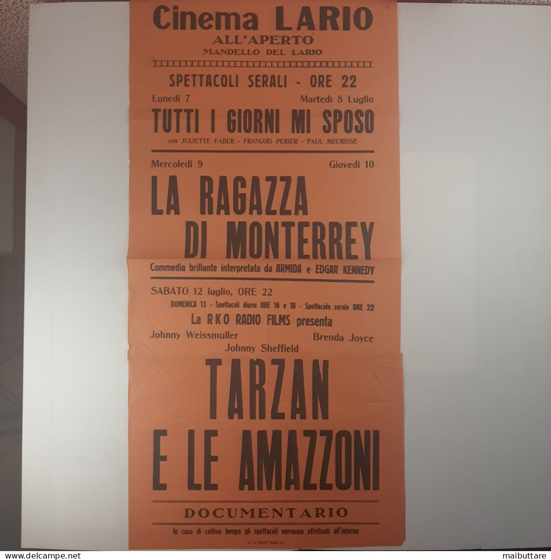 Manifesto Poster CINEMALARIO MANDELLO DEL LARIO Lecco Anni '40 - Tutti I Giorni Mi Sposo - Manifesti