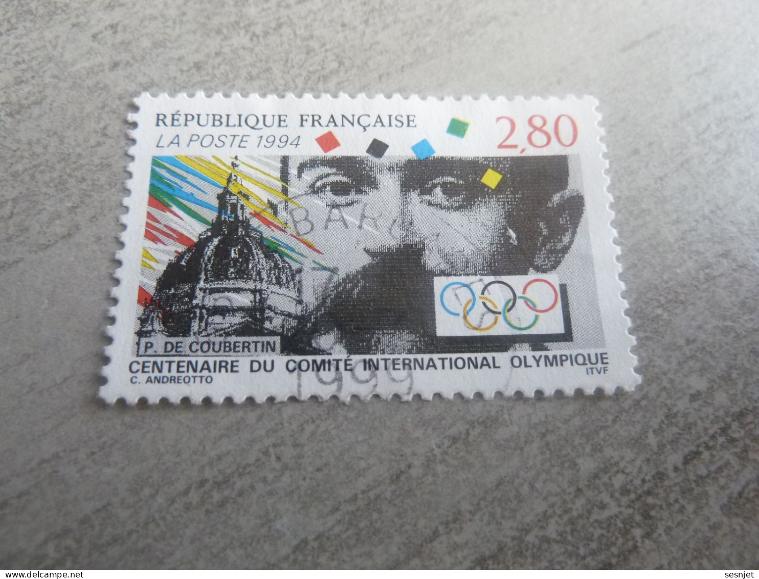 PIerre De Coubertin (1863-1937) Comité C.i.o - 2f.80 - Yt 2889 - Multicolore - Oblitéré - Année 1994 - - Verano 1900: Paris