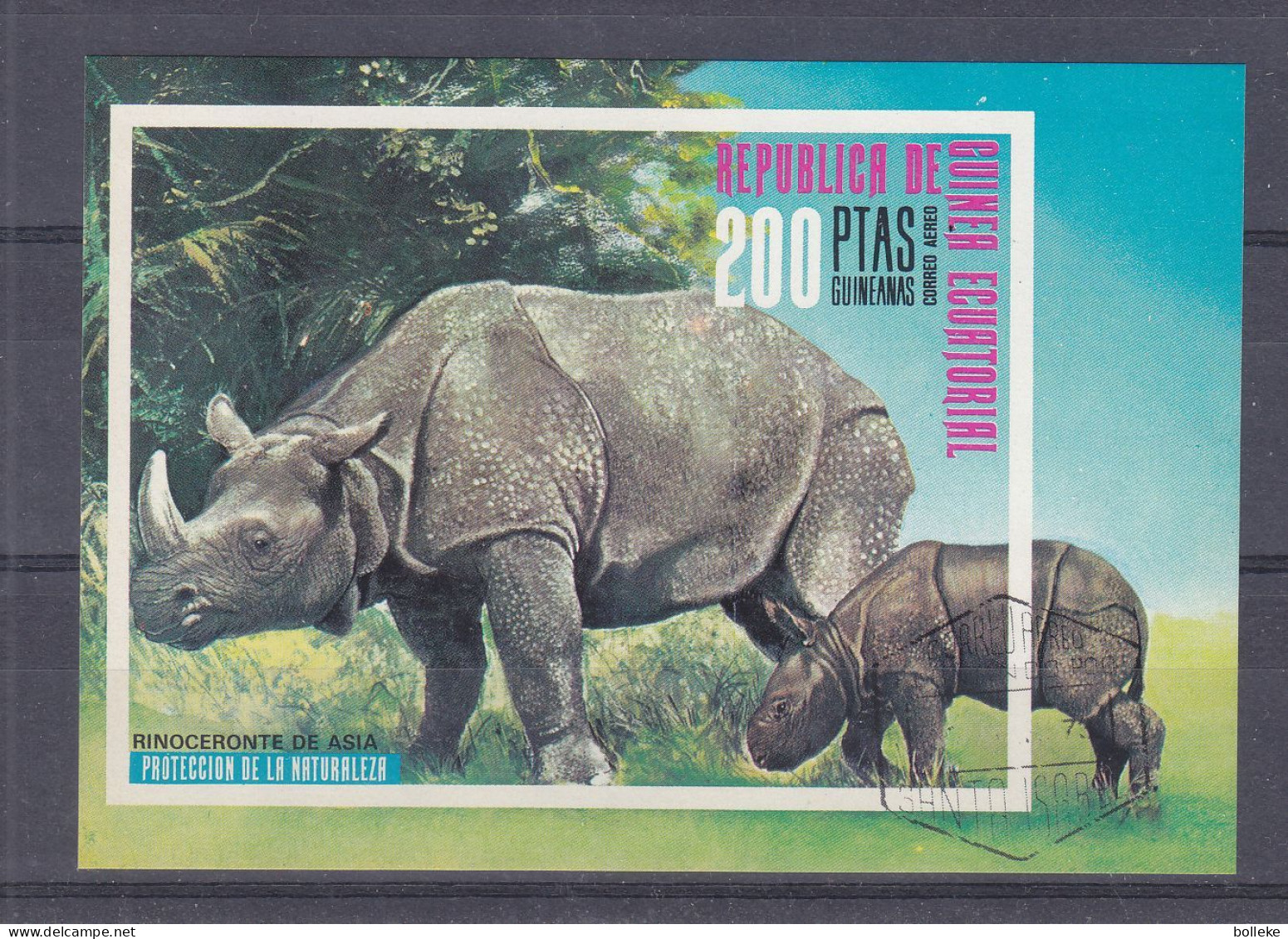 Rhinocéros - Guinée Equatoriale - BF NON Dentelé De 1973 - - Rinocerontes
