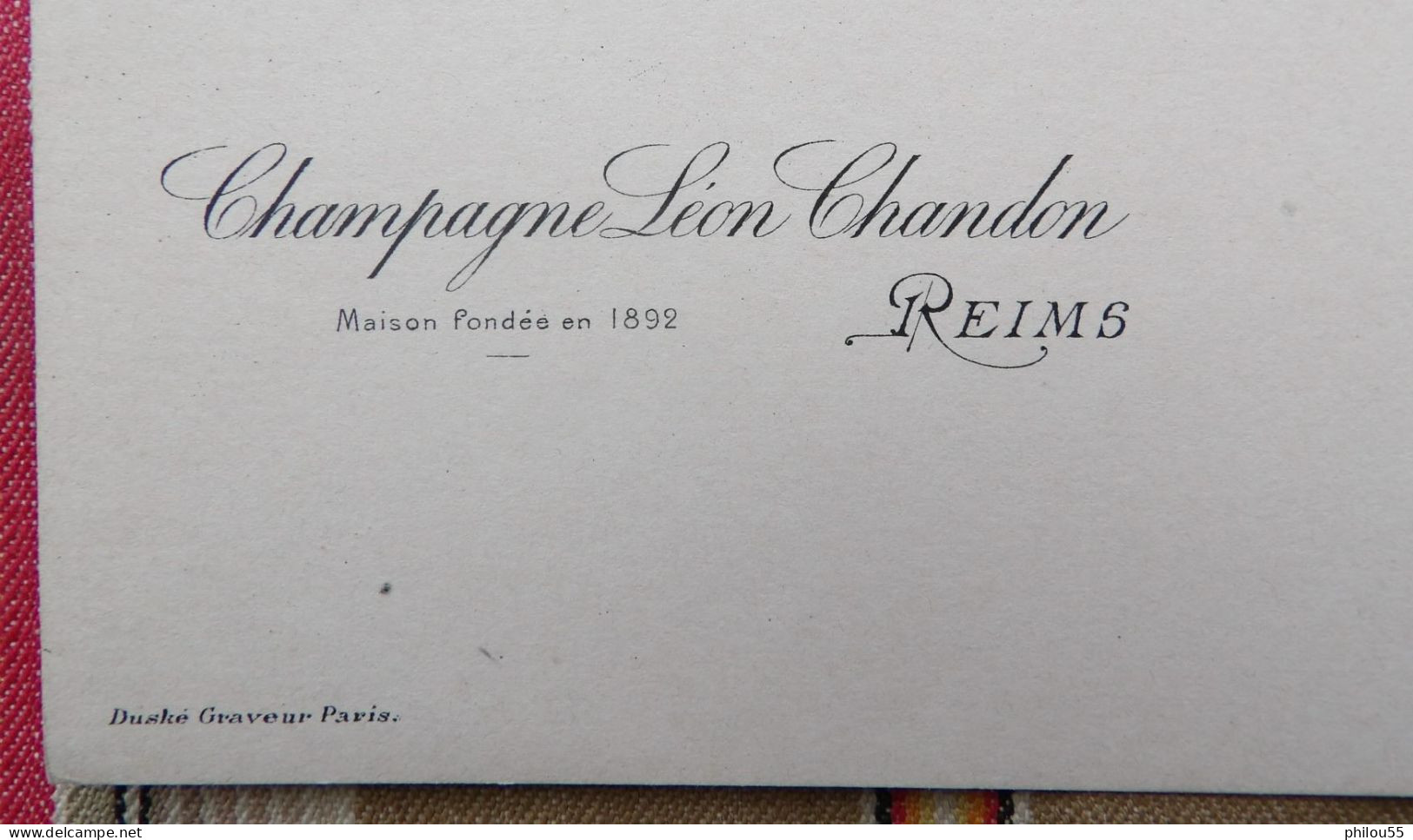 Grand Menu Champagne Leon Chandon REIMS - Menus