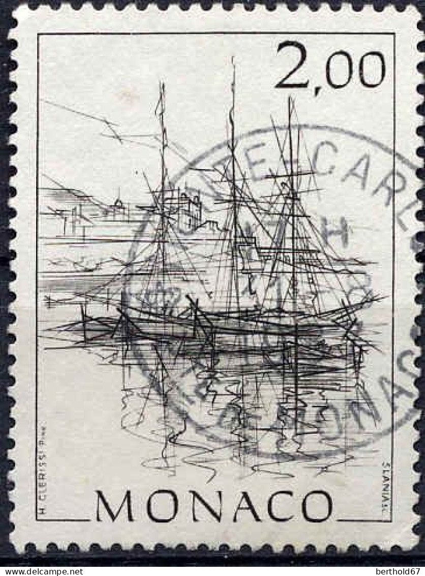 Monaco Poste Obl Yv:1516 Mi:1737 Hubert Clerissi Tartanes Dans La Rade (TB Cachet Rond) - Used Stamps