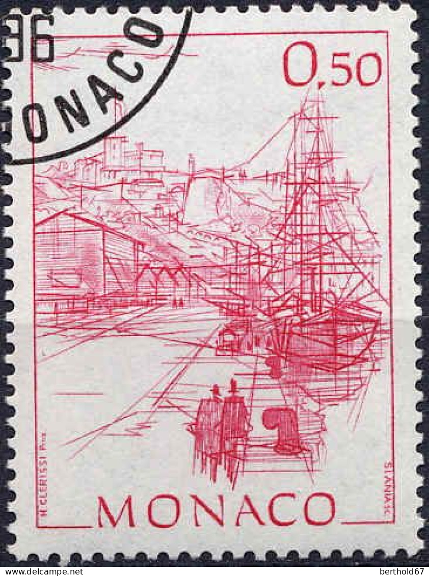 Monaco Poste Obl Yv:1510 Mi:1731 Hubert Clerissi Voiliers Au Port (TB Cachet Rond) - Usados