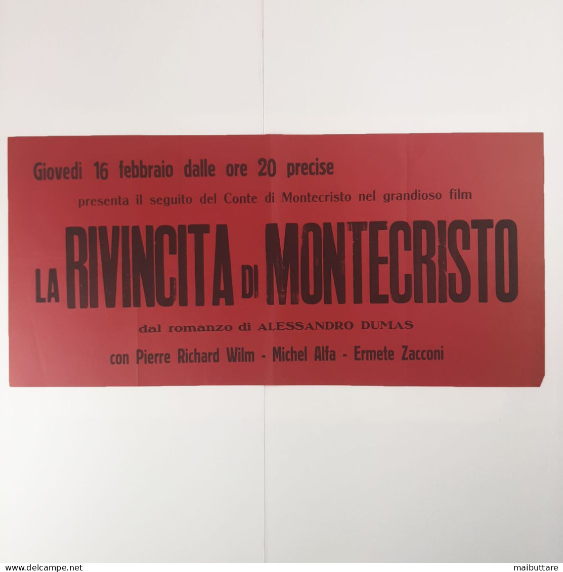 Manifesto Poster Pubblicitario Del Film "La Rivincita Di Montecristo" Dal Romanzo Di Alessandro Dumas. - Manifesti