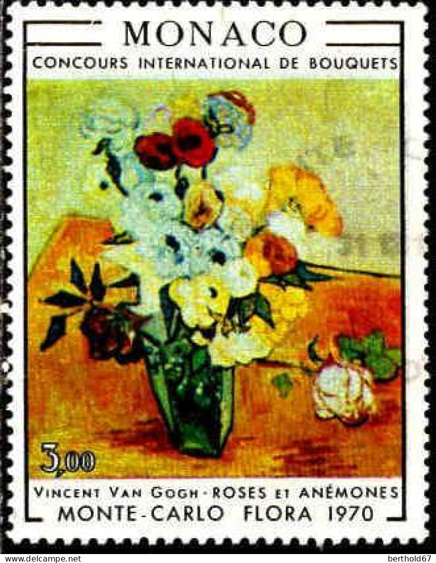 Monaco Poste Obl Yv: 817 Mi:973 Van Gogh Roses & Anémones (cachet Rond) - Gebraucht
