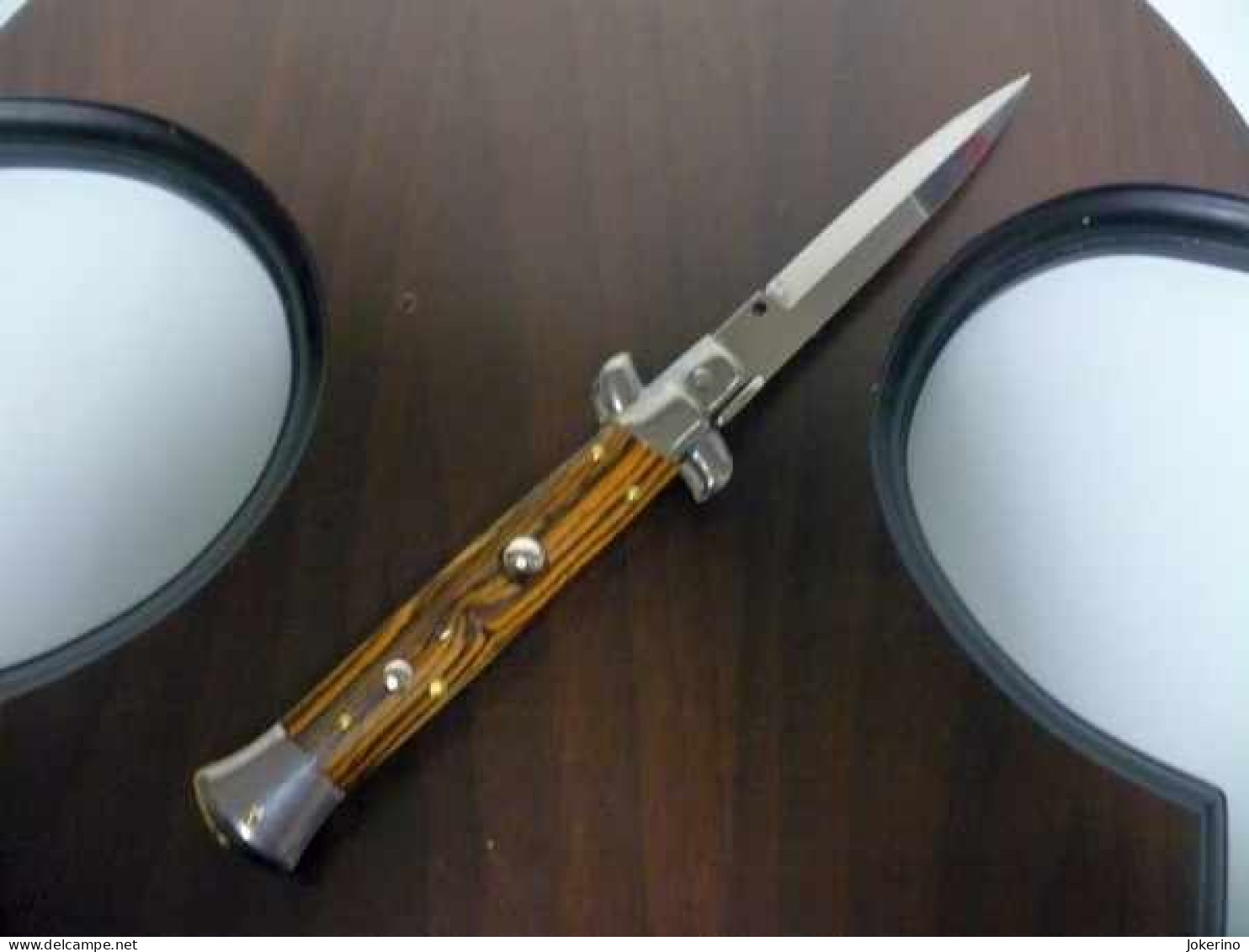 KNIFE-italian Stiletto-Maniago -Frank Beltrame-23cm-legno Pregiato ZIRICOTE - WOOD Modello FB 23/83B - NOVITA' - Sammlerwaffen