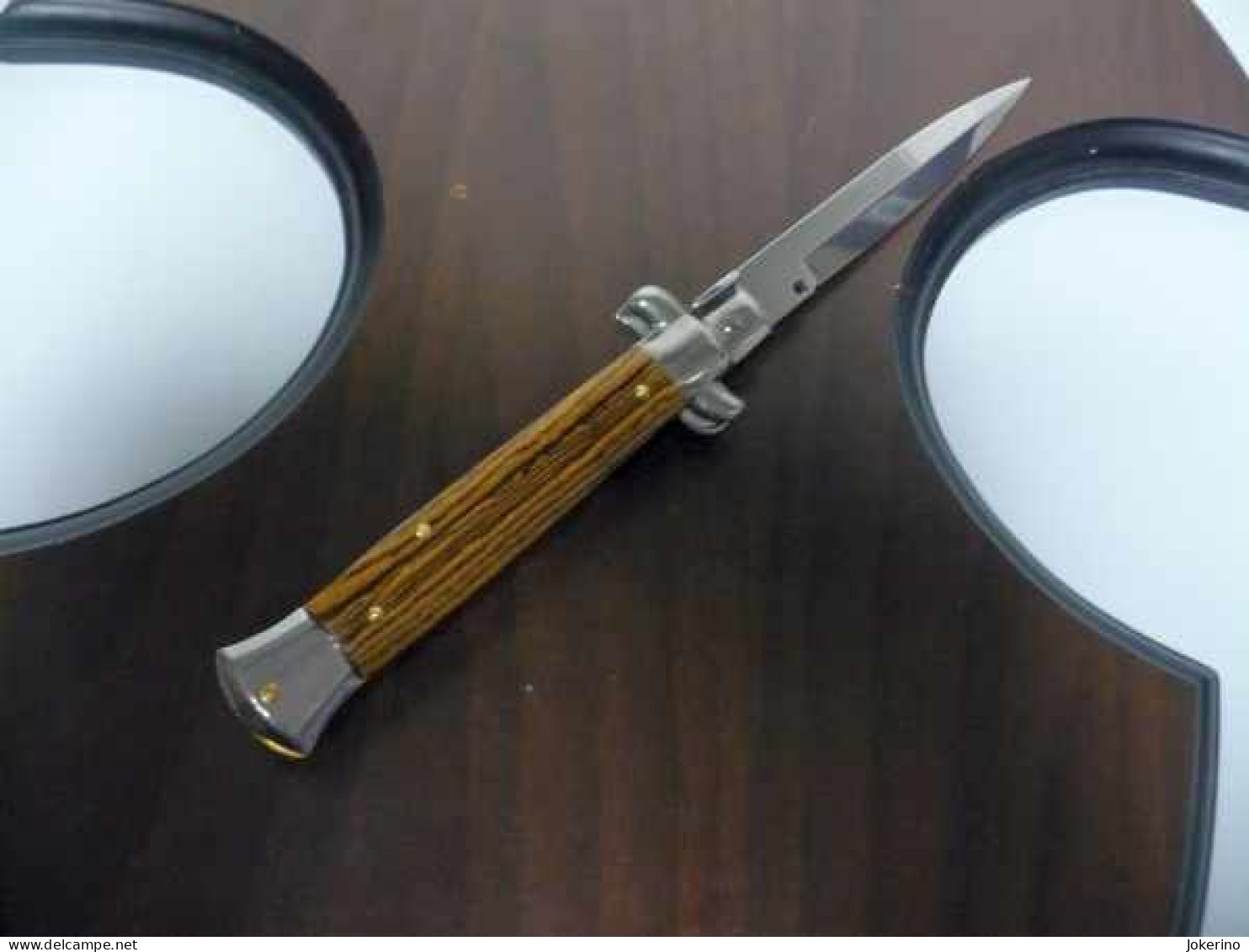 KNIFE-italian stiletto-Maniago -Frank Beltrame-23cm-legno pregiato ZIRICOTE - WOOD Modello FB 23/83B - NOVITA'