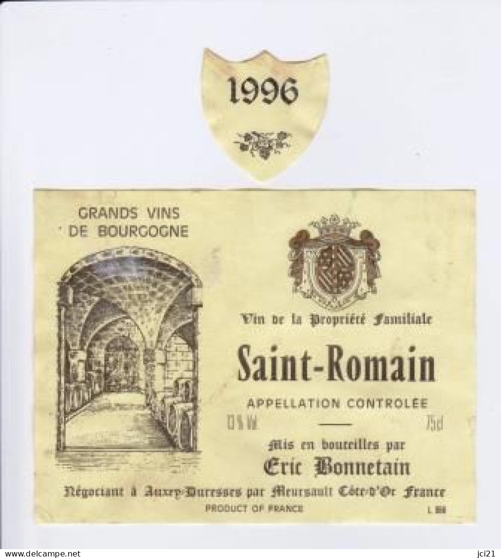 Étiquette Et Millésime " SAINT-ROMAIN 1996 " Eric Bonnetain Auxey-Duresses (1848)_ev202 - Bourgogne