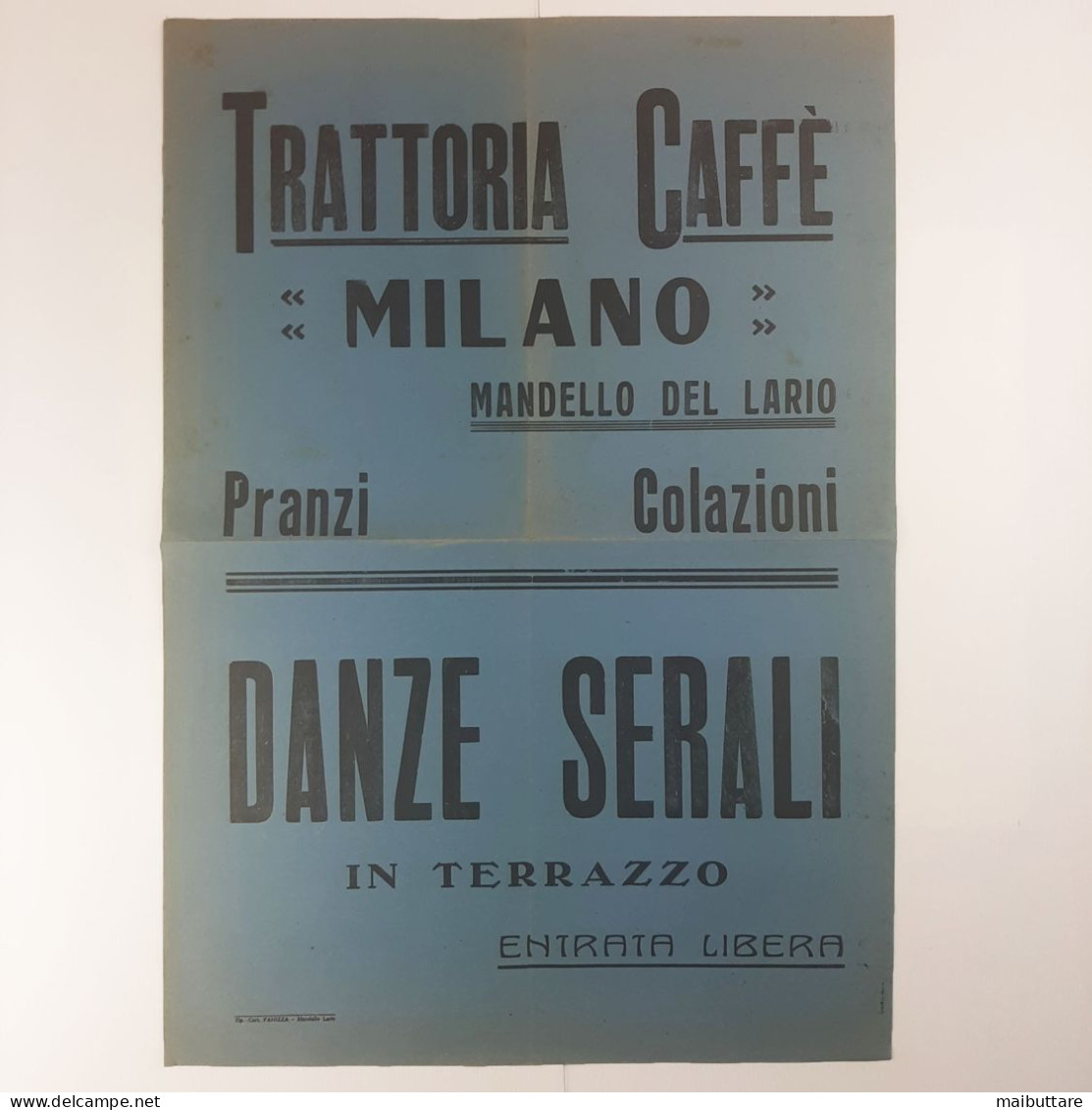 Manifesto Poster Pubblicitario Trattoria Caffè Milano - Mandello Del Lario Lecco - Manifesti