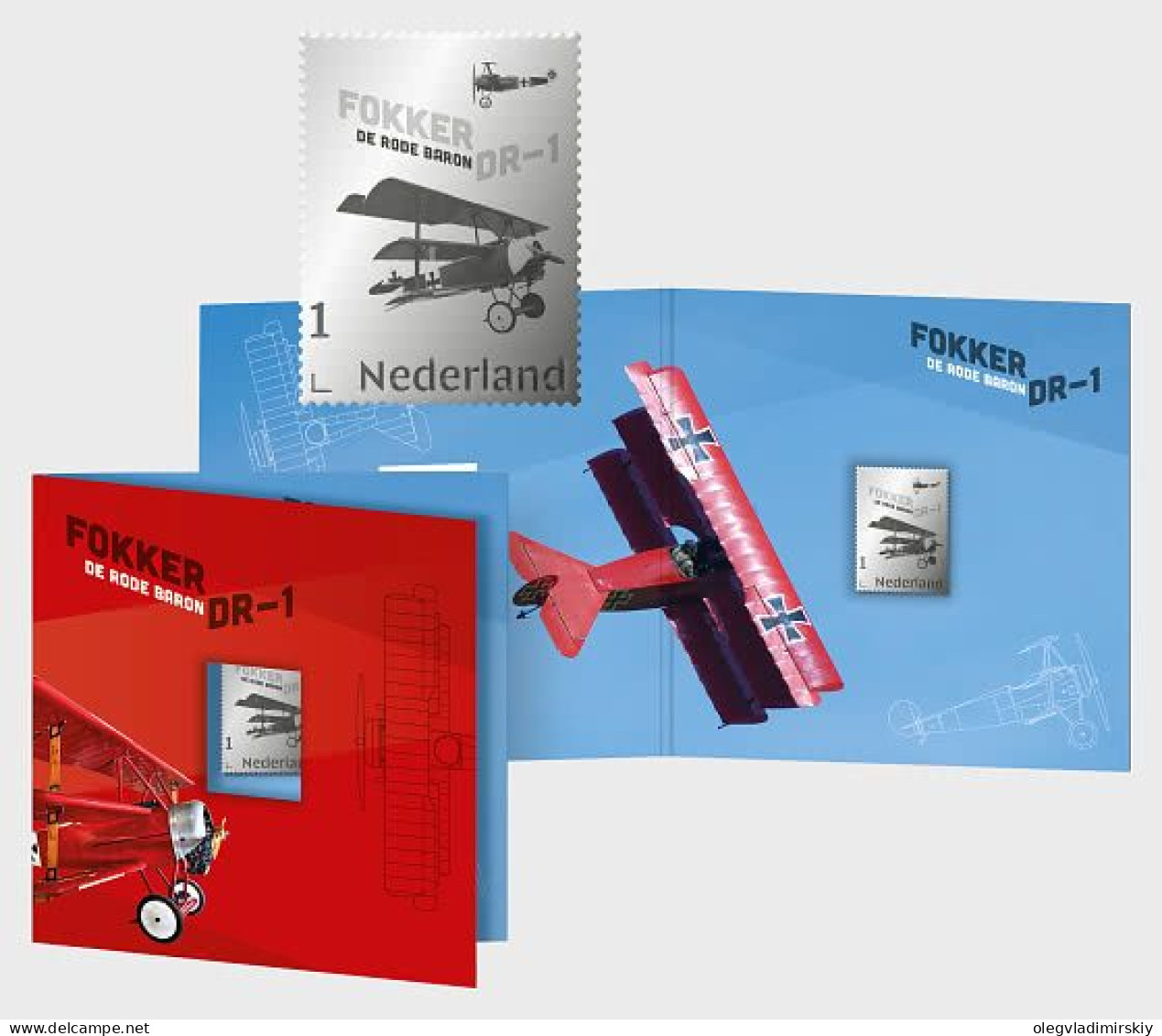 Netherlands Pays-Bas Niederlande 2024 Dutch Aircraft Fokker DR-1 Silver Stamp In Special Cover MNH - Nuevos