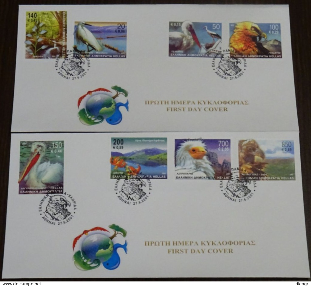 Greece 2001 Greek Fauna And Flora SET Of 2 Unofficial FDC - FDC