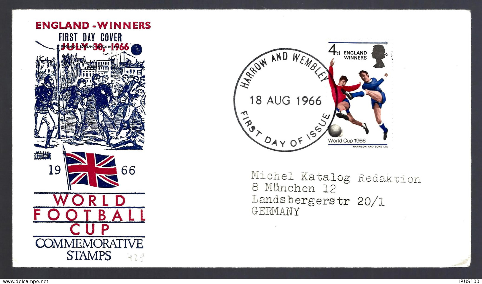 LETTRE FDC D'ANGLETERRE - COUPE DU MONDE 1966 - FOOTBALL - 1966 – Engeland