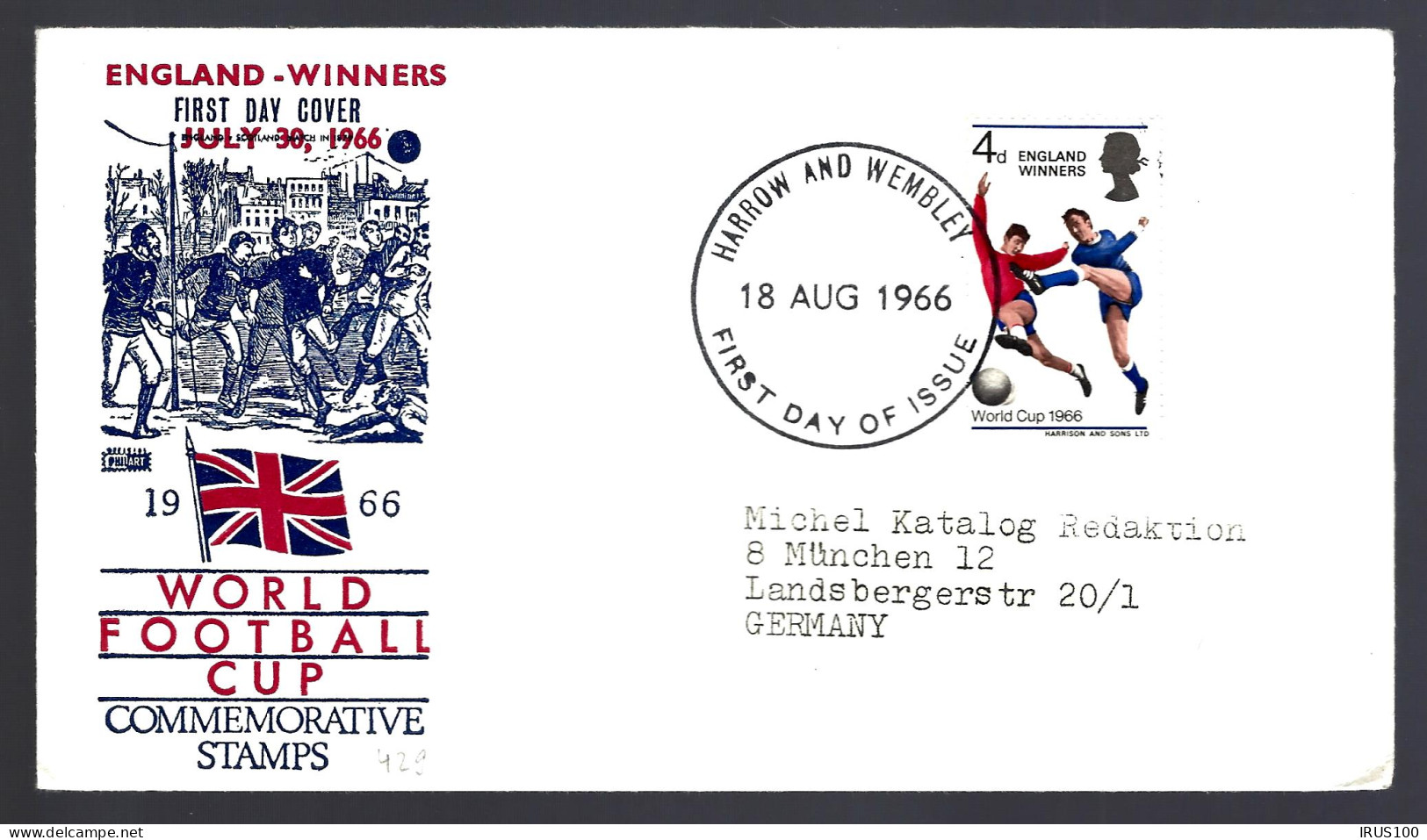 LETTRE FDC D'ANGLETERRE - COUPE DU MONDE 1966 - FOOTBALL - 1966 – England