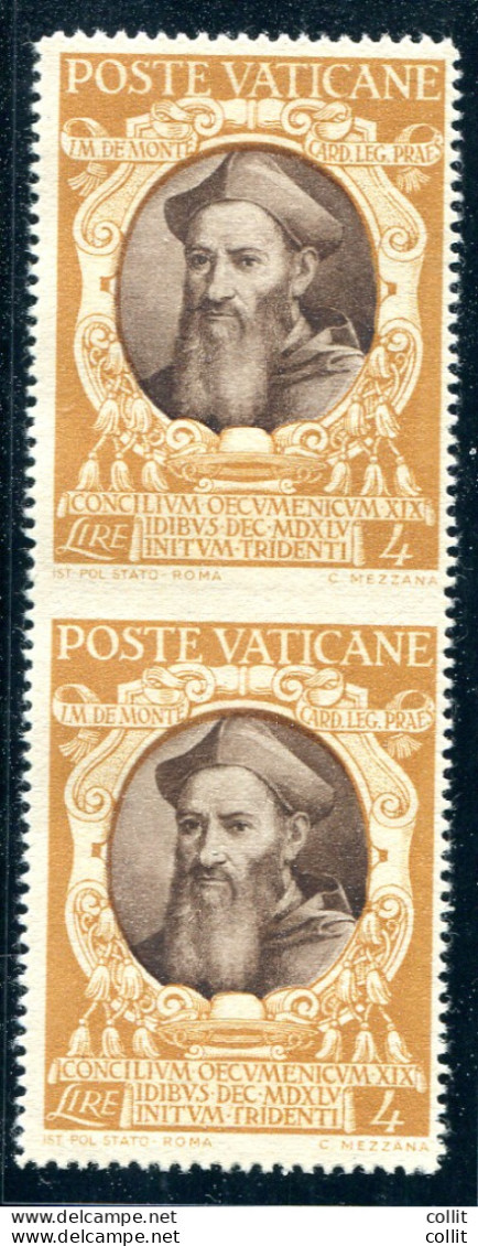 Concilio Di Trento L.4 Varietà Coppia Non Dentellata Al Centro - Unused Stamps