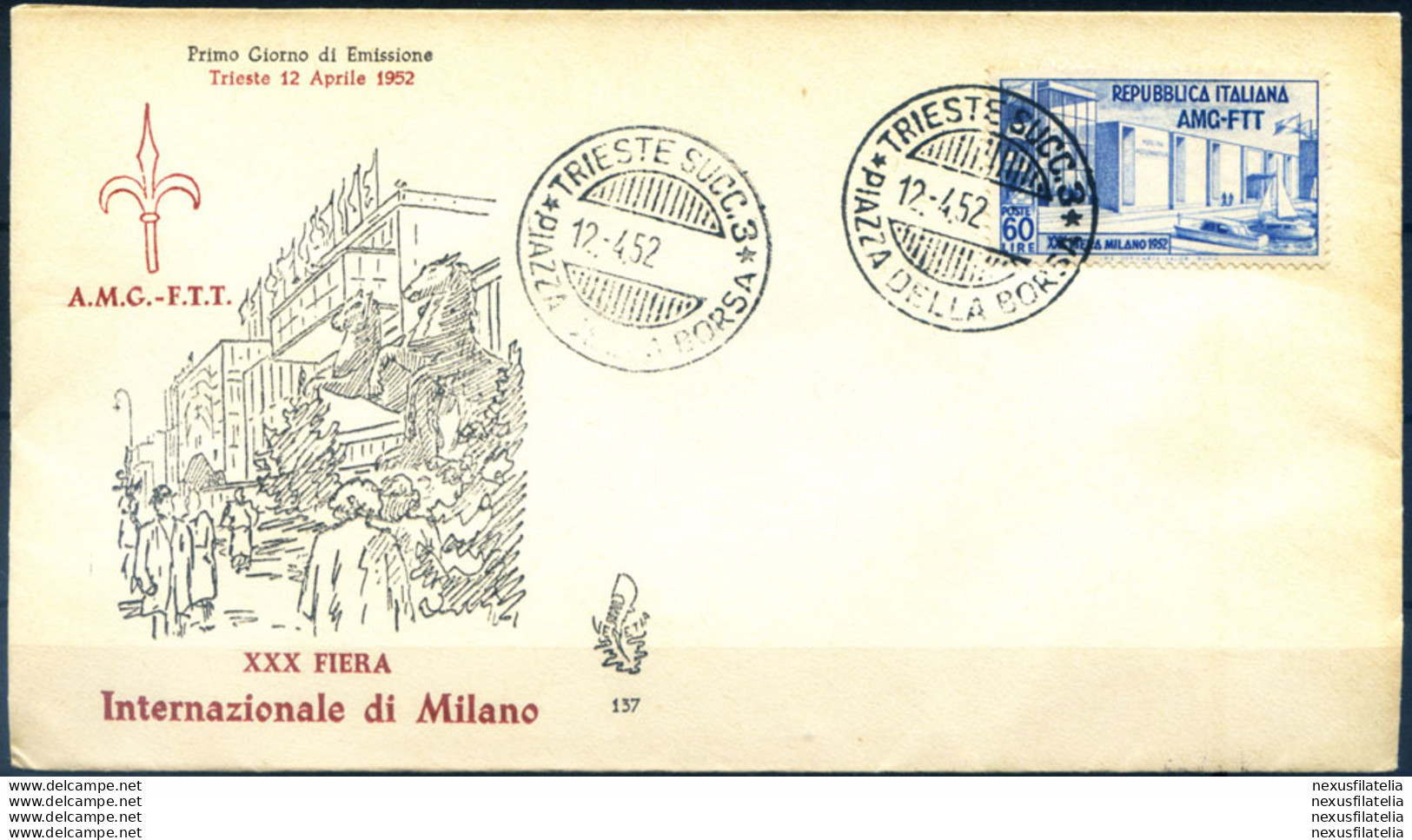 Zona A. Fiera Di Milano FDC 1952. - Sonstige & Ohne Zuordnung