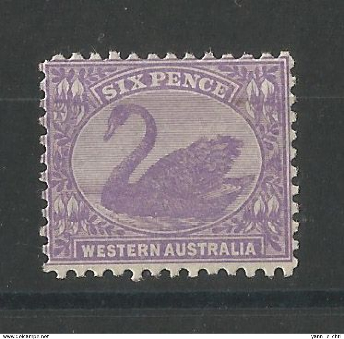 Stamp Six Pence Western Australia W Crown Signed * Charnière Violet  Swan  Cygne  Australie - Ungebraucht