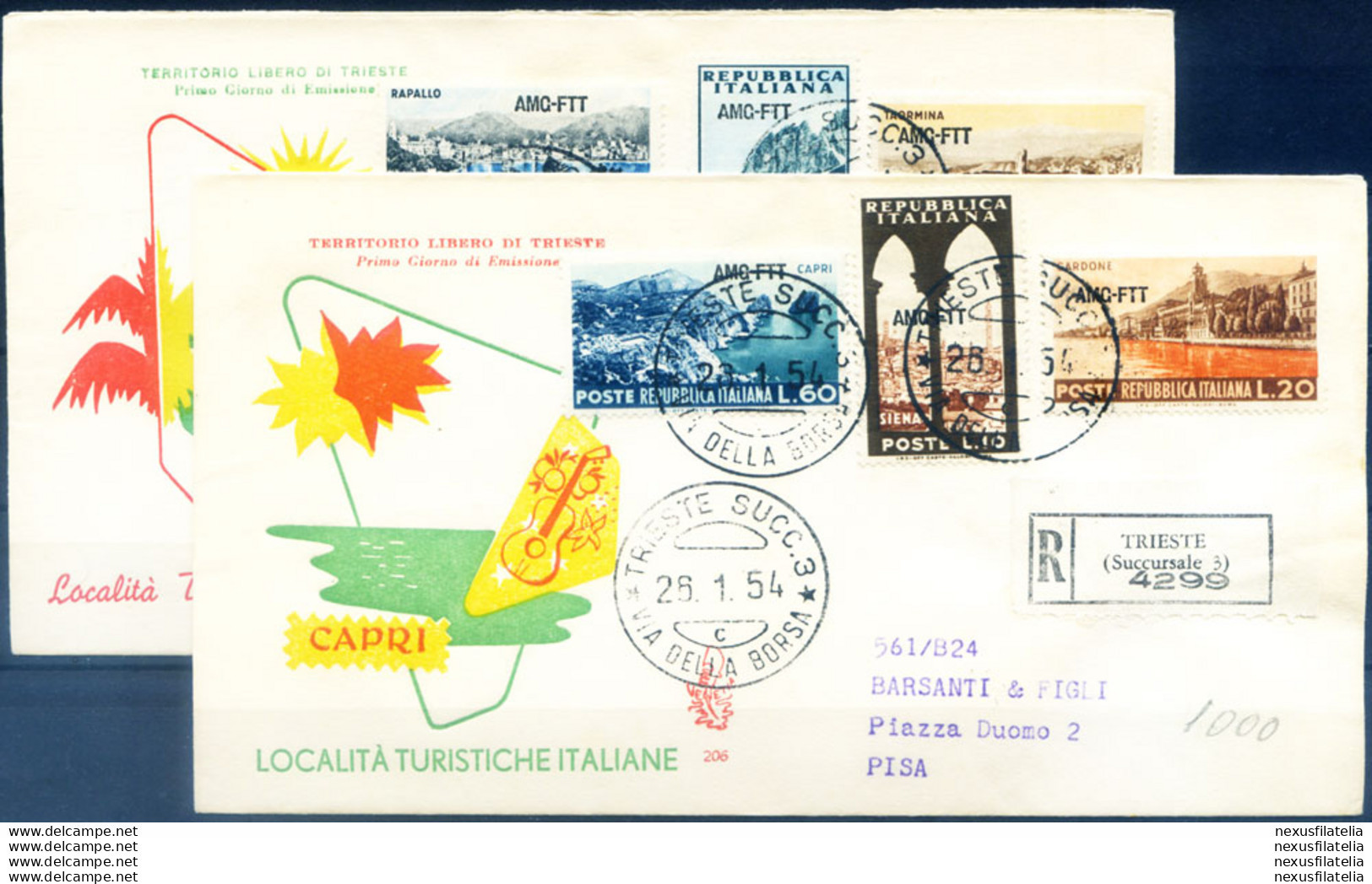 Zona A. Turistica FDC 1954. - Sonstige & Ohne Zuordnung