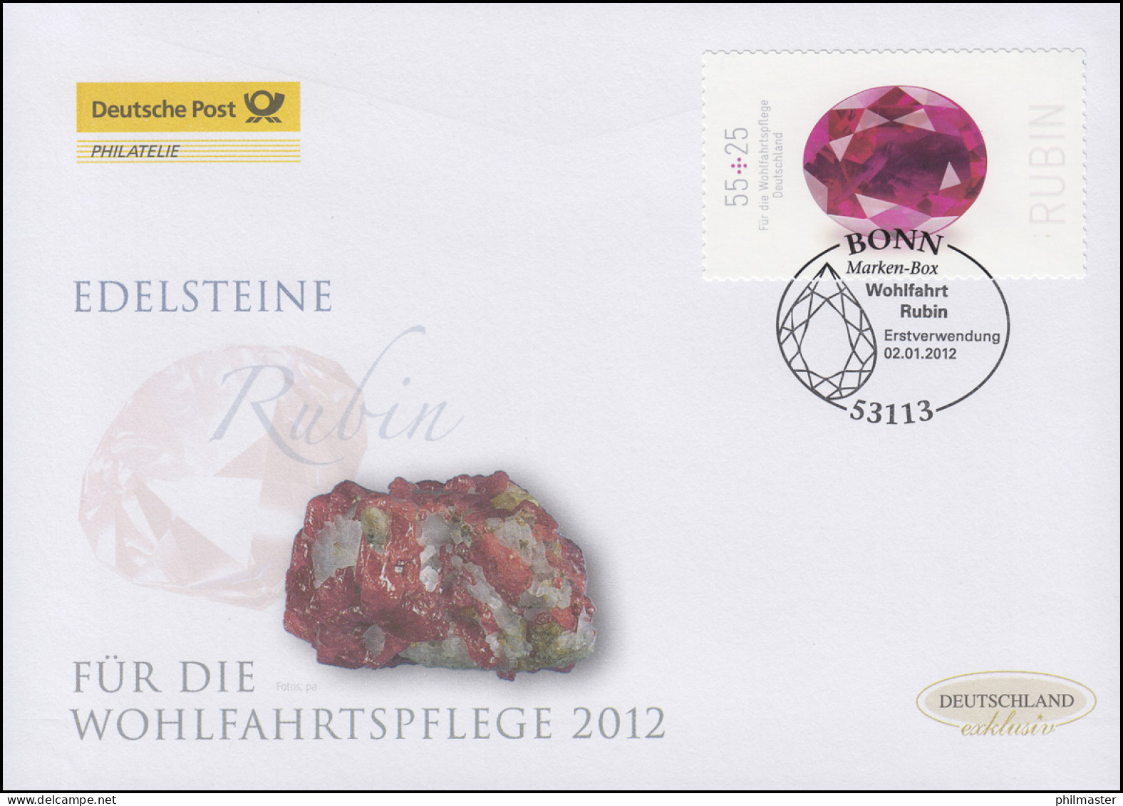 2909 Wofa Edelsteine Rubin - Selbstklebend, Schmuck-FDC Deutschland Exklusiv - Brieven En Documenten