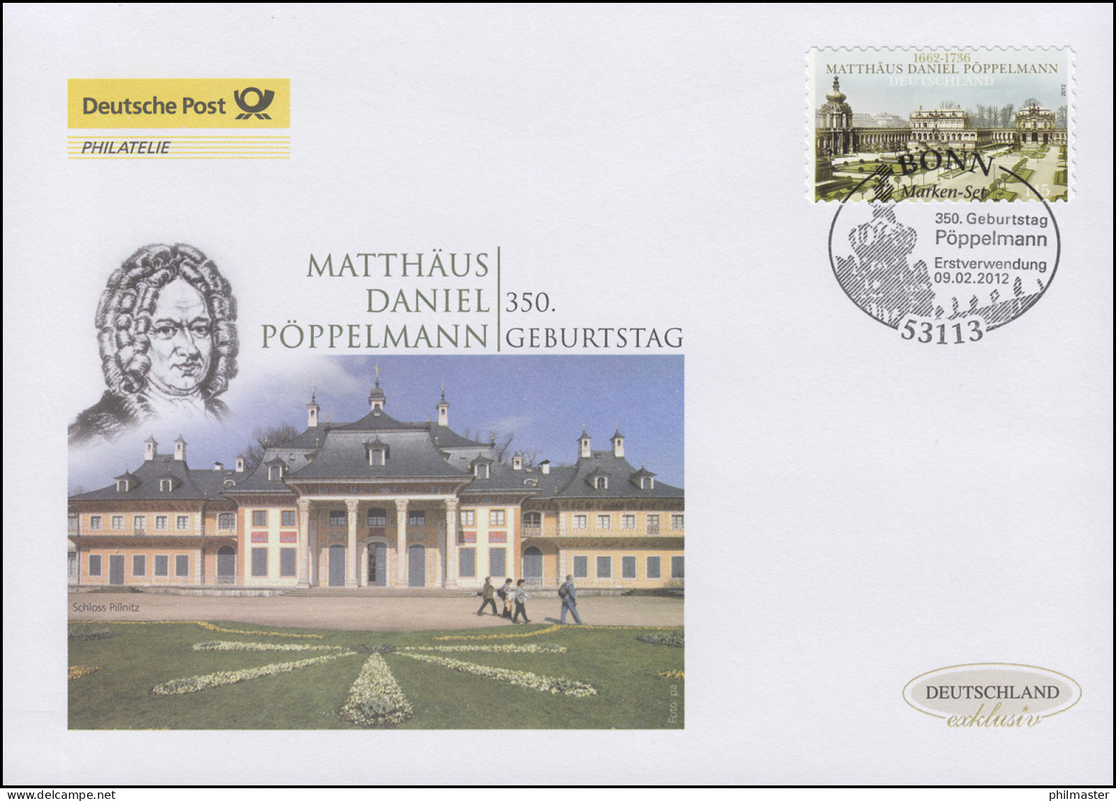 2915 Matthäus Daniel Pöppelmann, Selbstklebend, Schmuck-FDC Deutschland Exklusiv - Covers & Documents