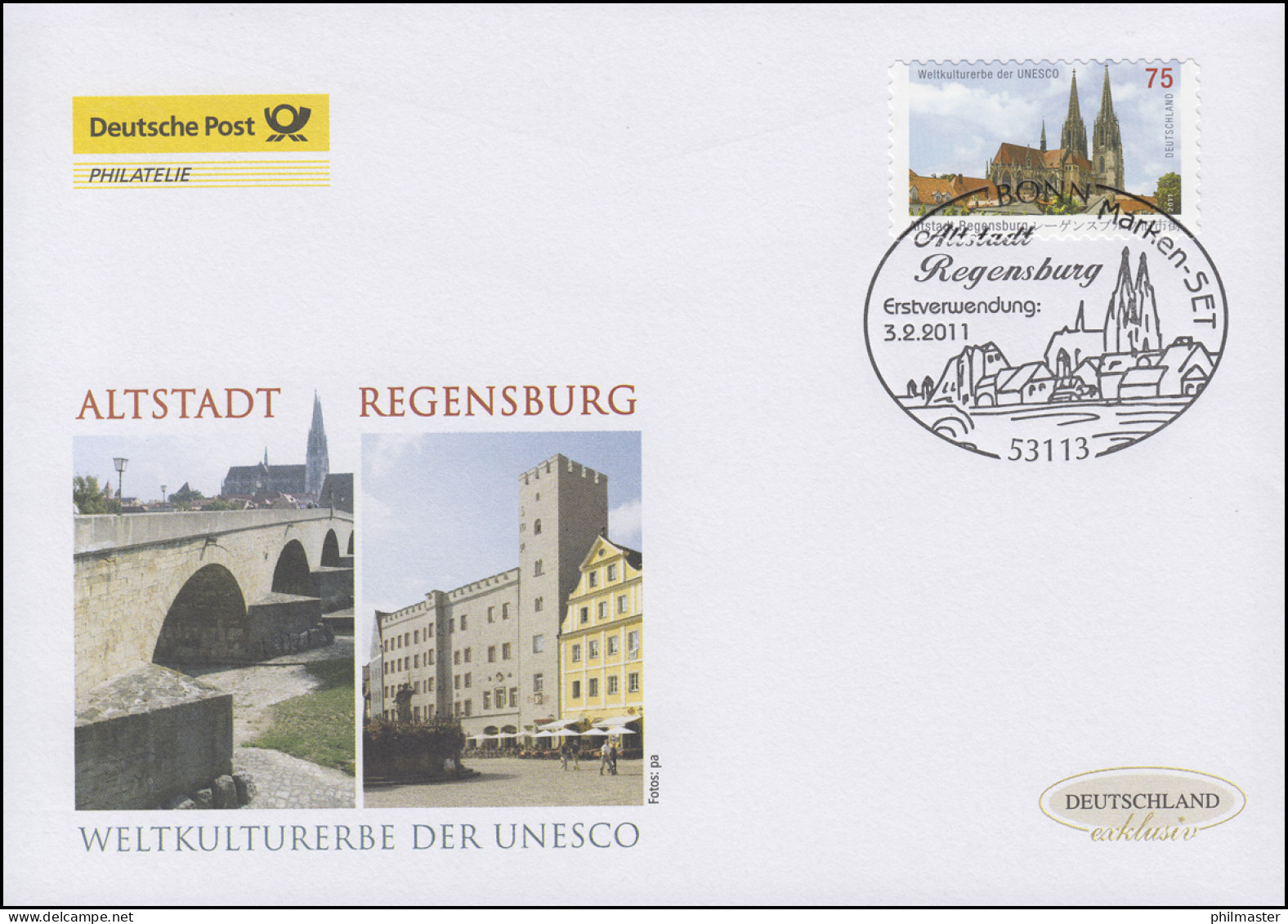 2850 Altstadt Regensburg - Selbstklebend, Schmuck-FDC Deutschland Exklusiv - Brieven En Documenten