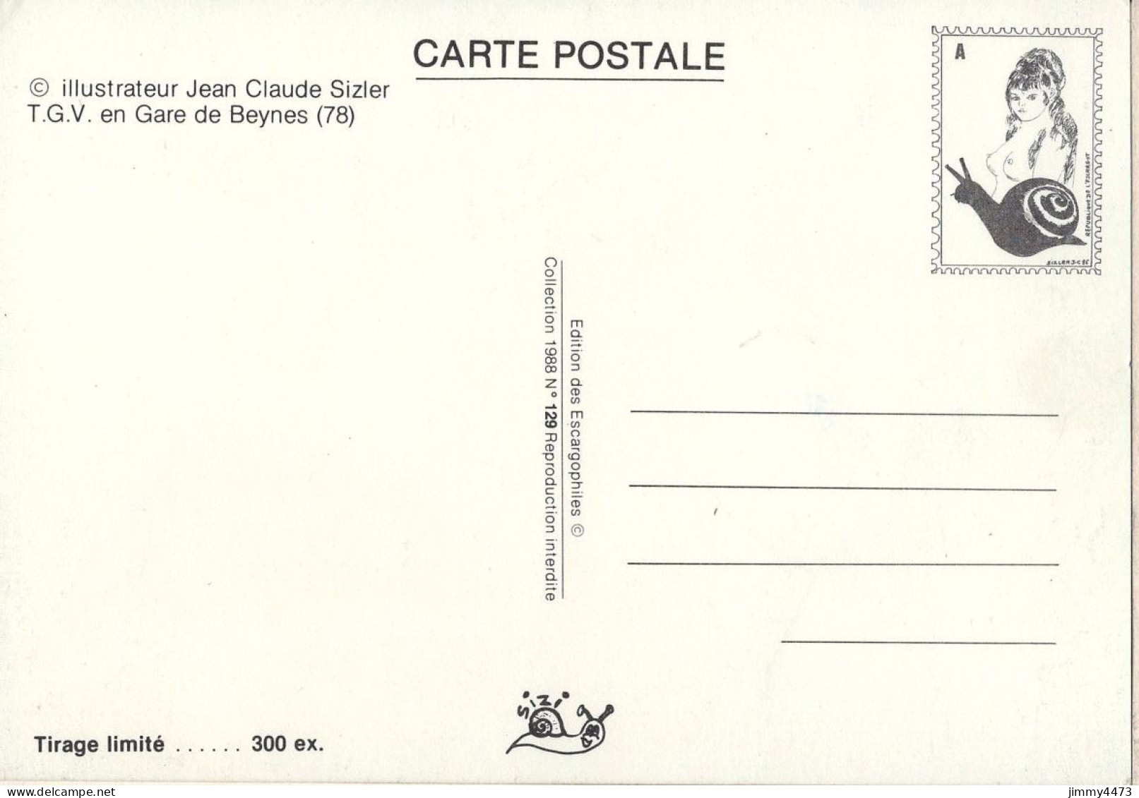 CPM - T.G.V. En Gare De Beynes (78) - Illust. Jean-Claude Sizier - Edit. Des Escargophiles 1988 - Tirage 300 Ex. - Gares - Avec Trains