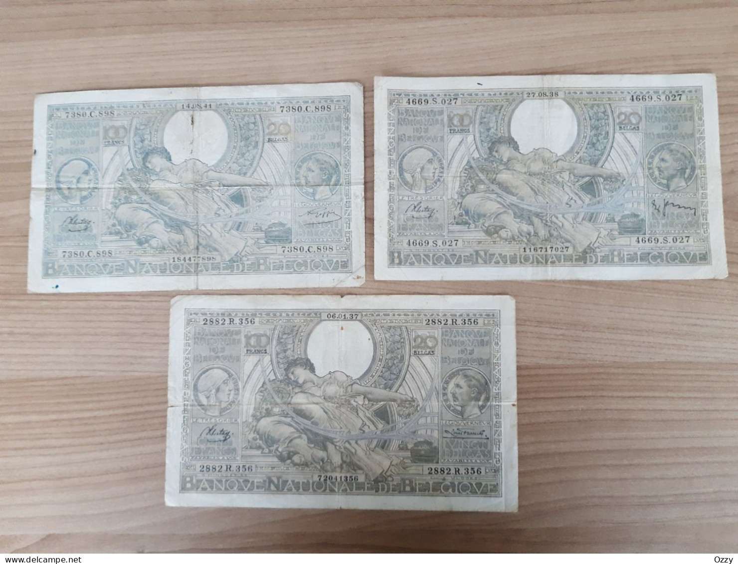 7 X 20 Belgas/100 Frank - 100 Francs & 100 Francs-20 Belgas