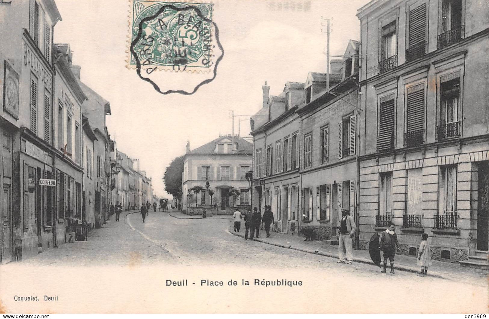 DEUIL (Val-d'Oise) - Place De La République - Voyagé 1907 (2 Scans) Baubant, Route D'Arnouville à Gonesse - Deuil La Barre